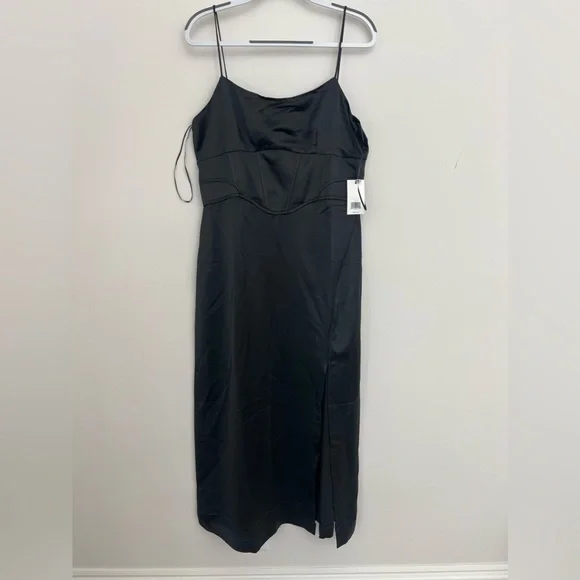 jason wu black satin dress NWT Jason Wu black satin spaghetti strap cocktail open back midi dress